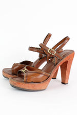 Wood Platform Leather Sandals 7