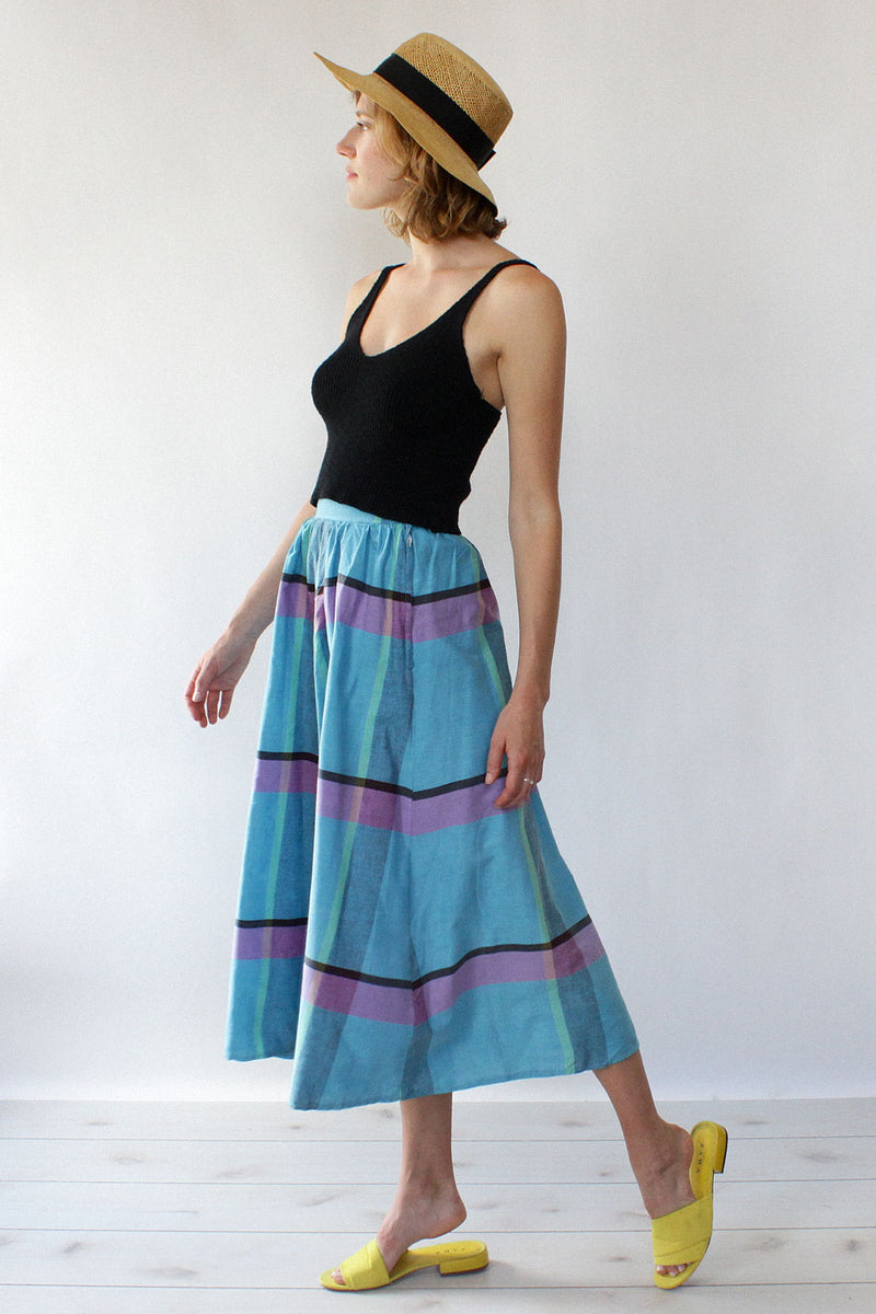 Blue Jasmine Plaid Midi XS/S