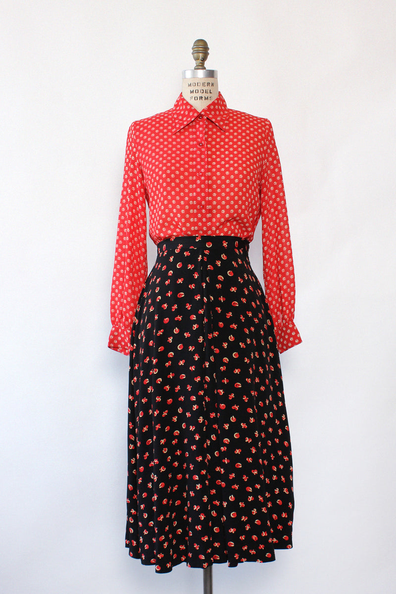 Ditsy Knot Rayon Skirt S