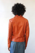 Burnt Orange Leather Jacket M