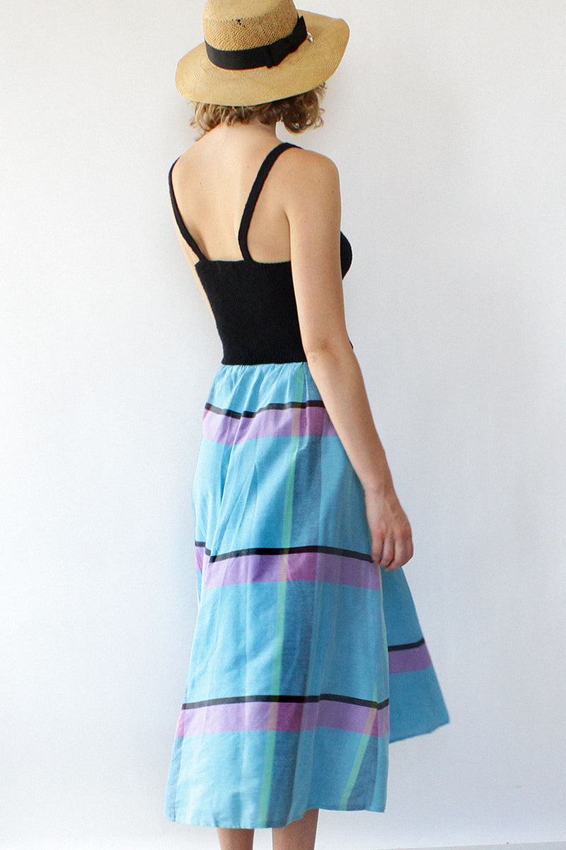 Blue Jasmine Plaid Midi XS/S
