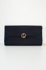 Navy Satin Gucci Clutch