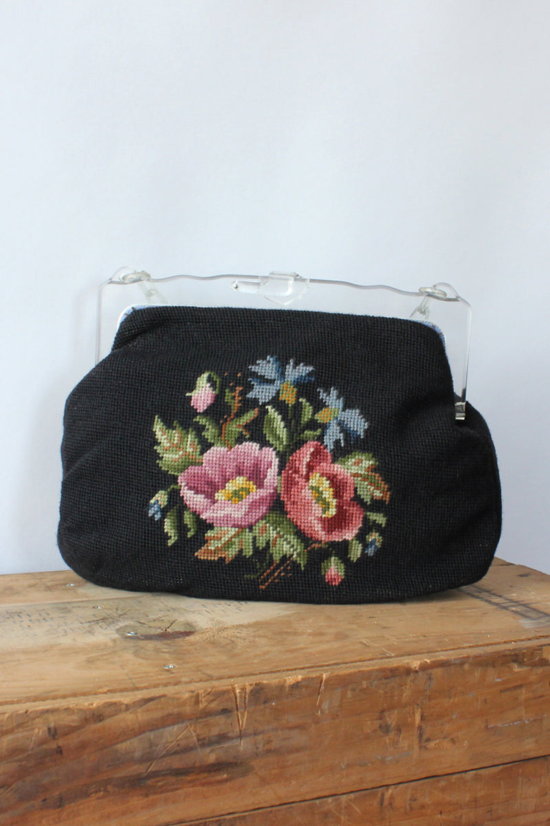 La Regale Floral Needlepoint Evening Bag