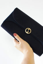 Navy Satin Gucci Clutch