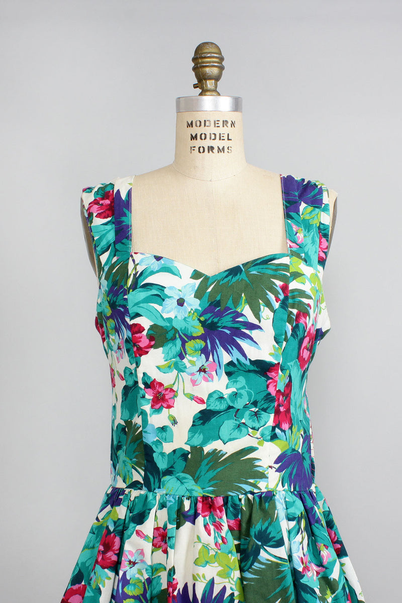 Tiered Tropical Tie Dress M