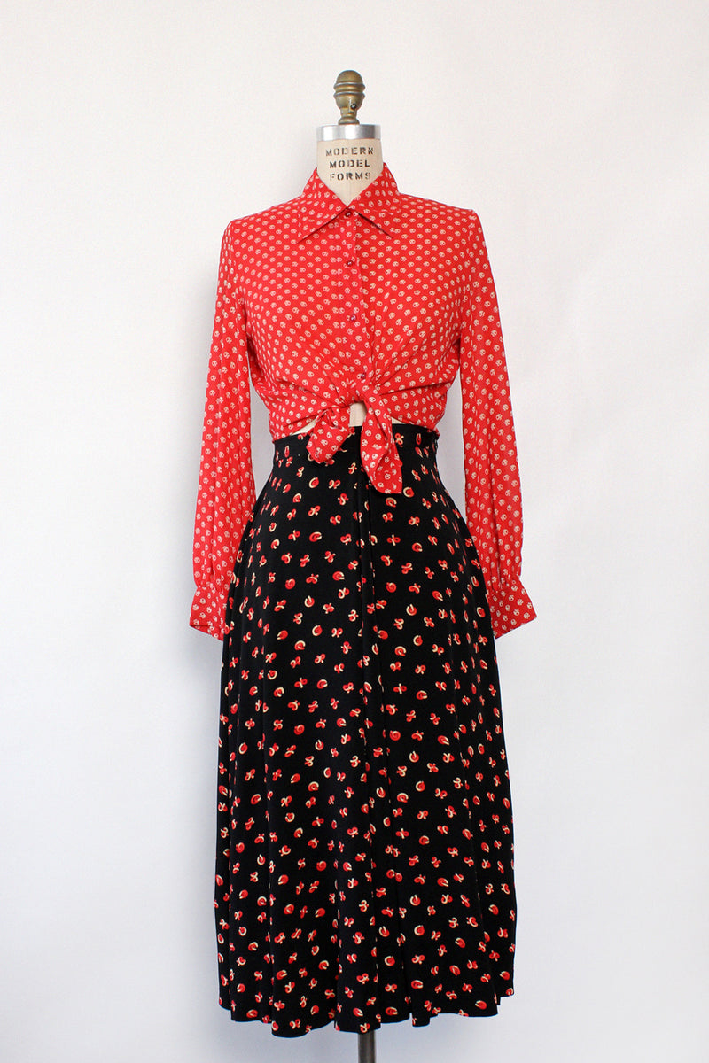 Ditsy Knot Rayon Skirt S