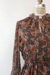 Earthy Leaf Print Dress M-M/L