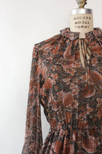 Earthy Leaf Print Dress M-M/L