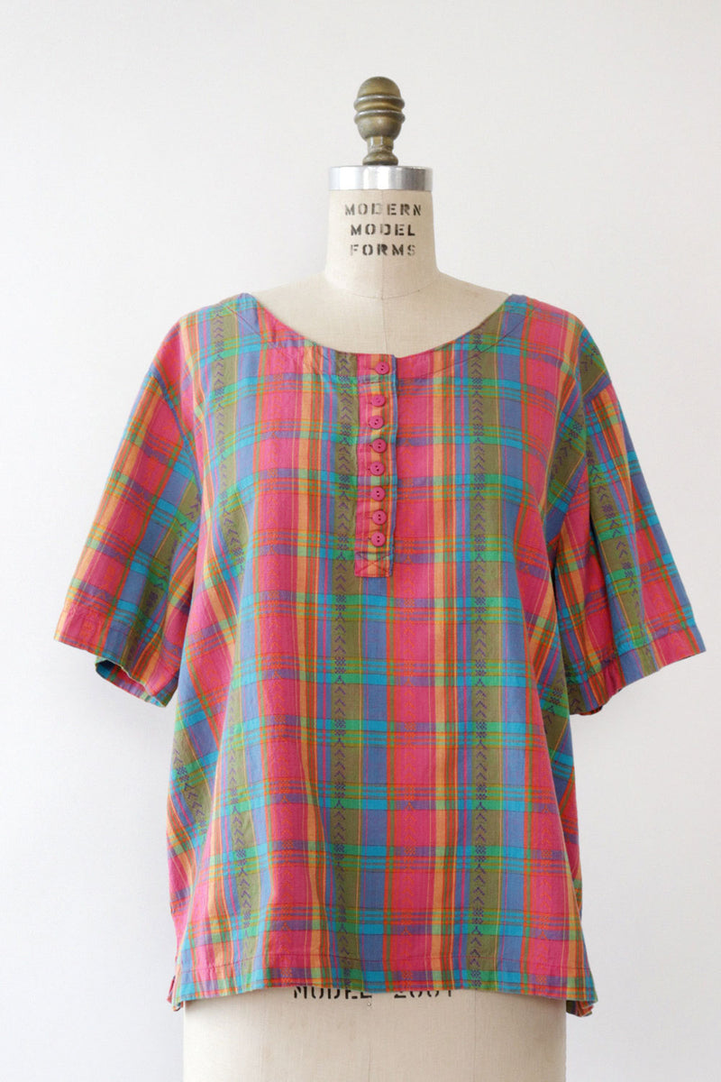 Soft Plaid Madras Top L/XL