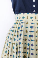 Turtle Print Pleat Skirt XS