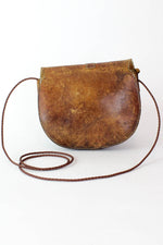 Distressed Leather Crossbody Saddle Bag