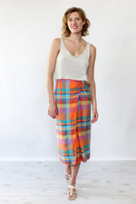 Starburst Plaid Wrap Skirt S