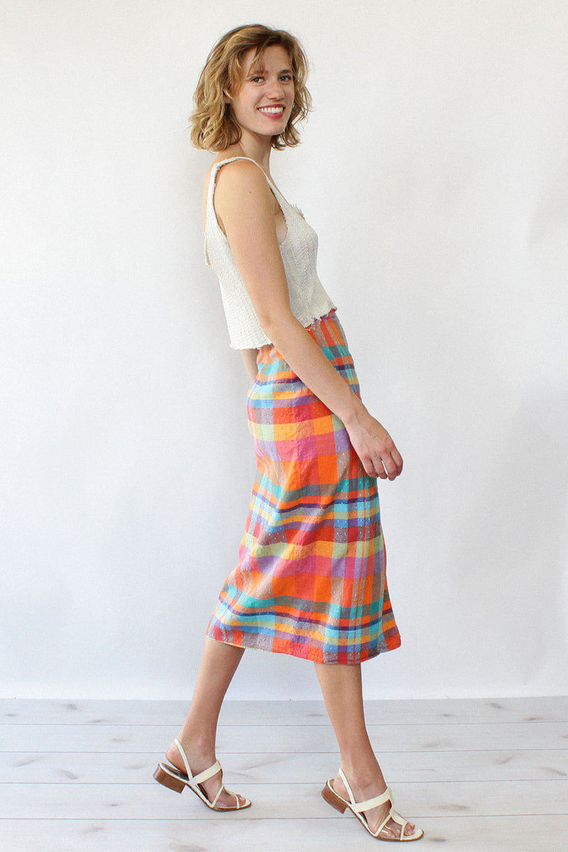 Starburst Plaid Wrap Skirt S