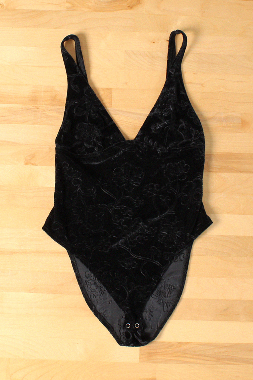 Embossed Velvet Deep Cut Bodysuit XS/S