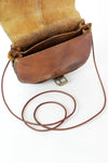 Distressed Leather Crossbody Saddle Bag