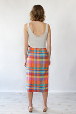Starburst Plaid Wrap Skirt S