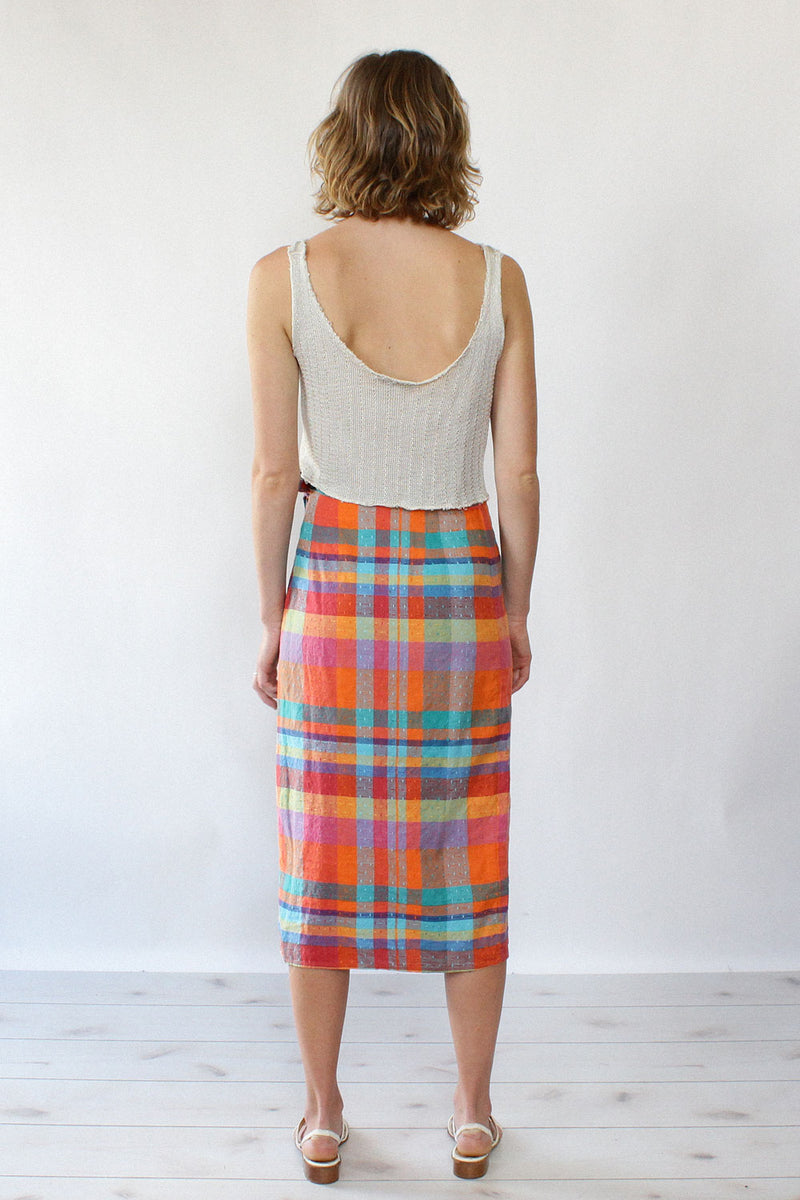 Starburst Plaid Wrap Skirt S