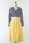 Bold Navy Stripe Ruffle Blouse S/M