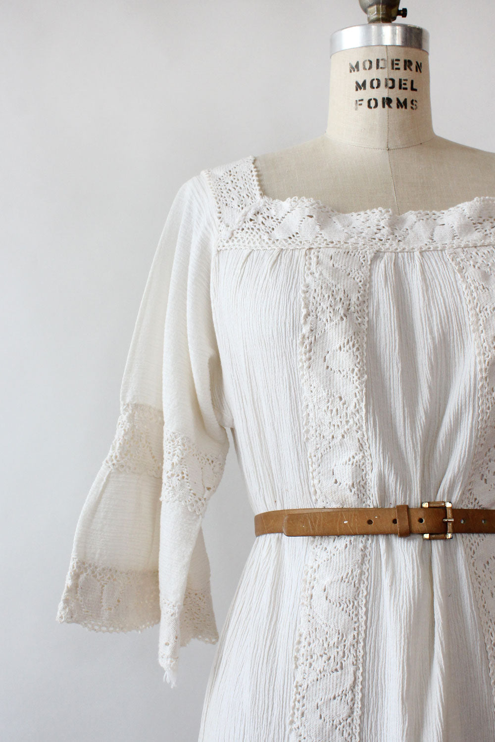 Ivory Lace Trim Boho Dress S-L