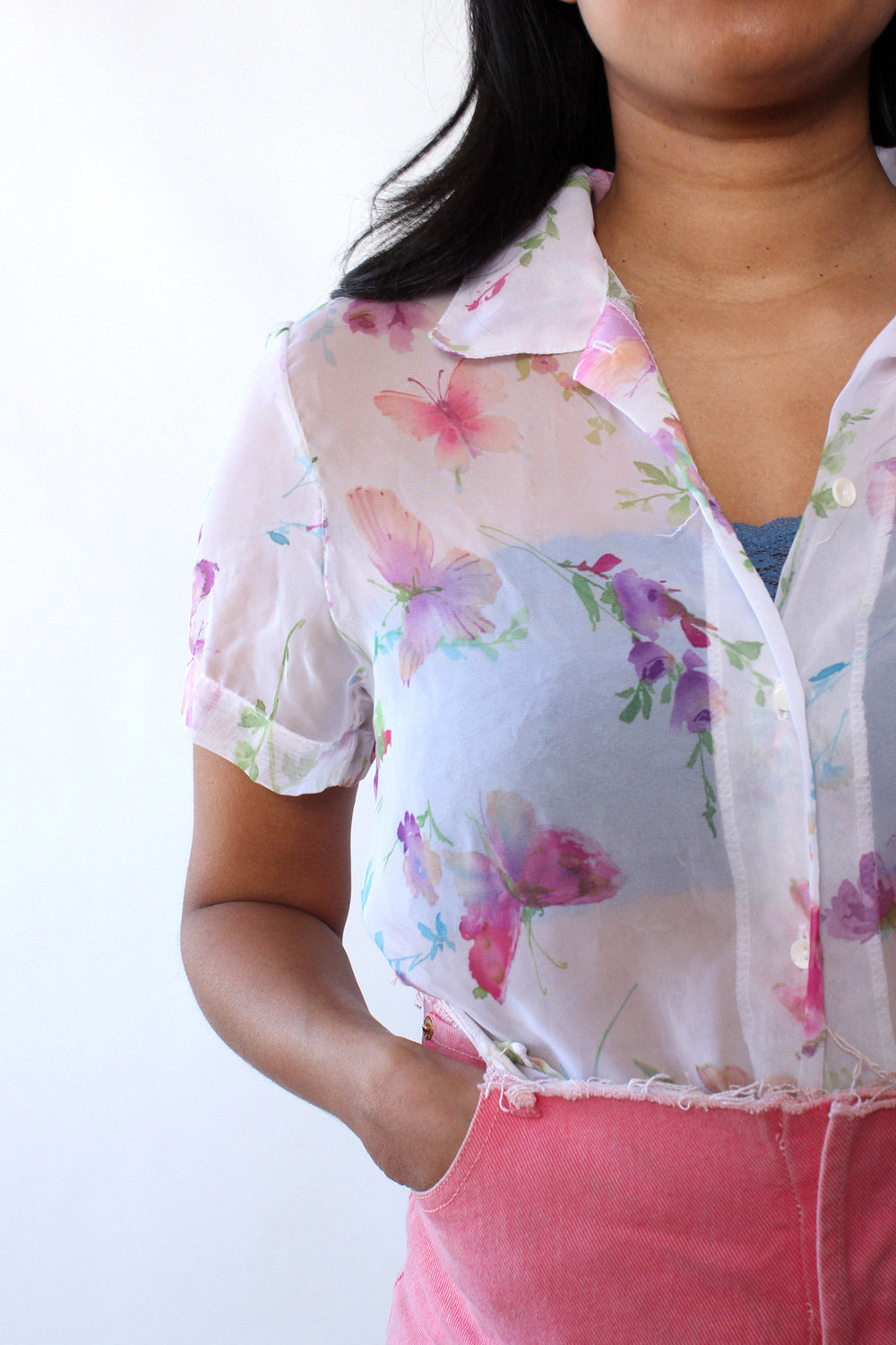 Notations Sheer Butterfly Blouse S/M