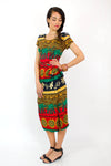 Sunflower & Elephant Wrap Dress S