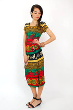 Sunflower & Elephant Wrap Dress S