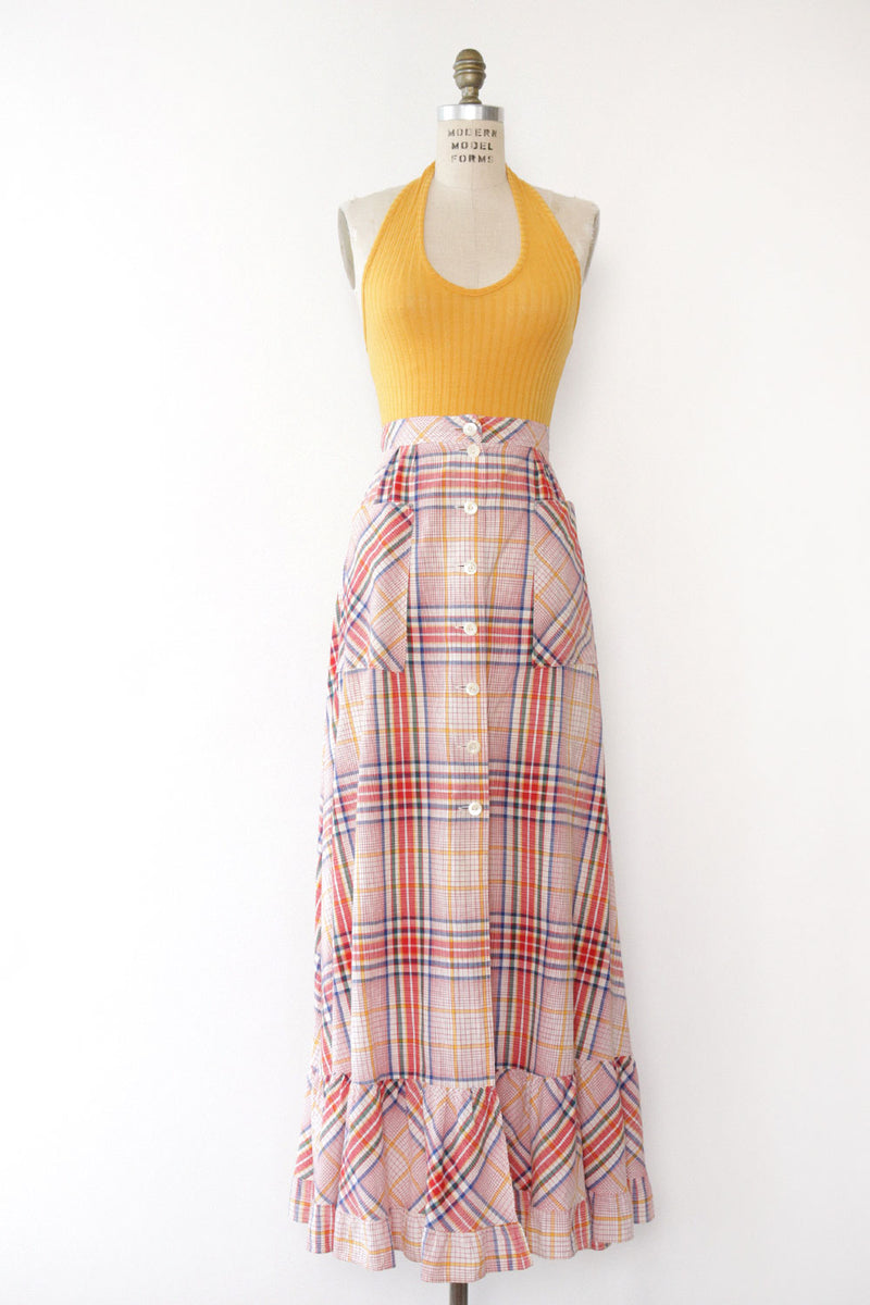 Betty Picnic Plaid Ruffle Maxi M