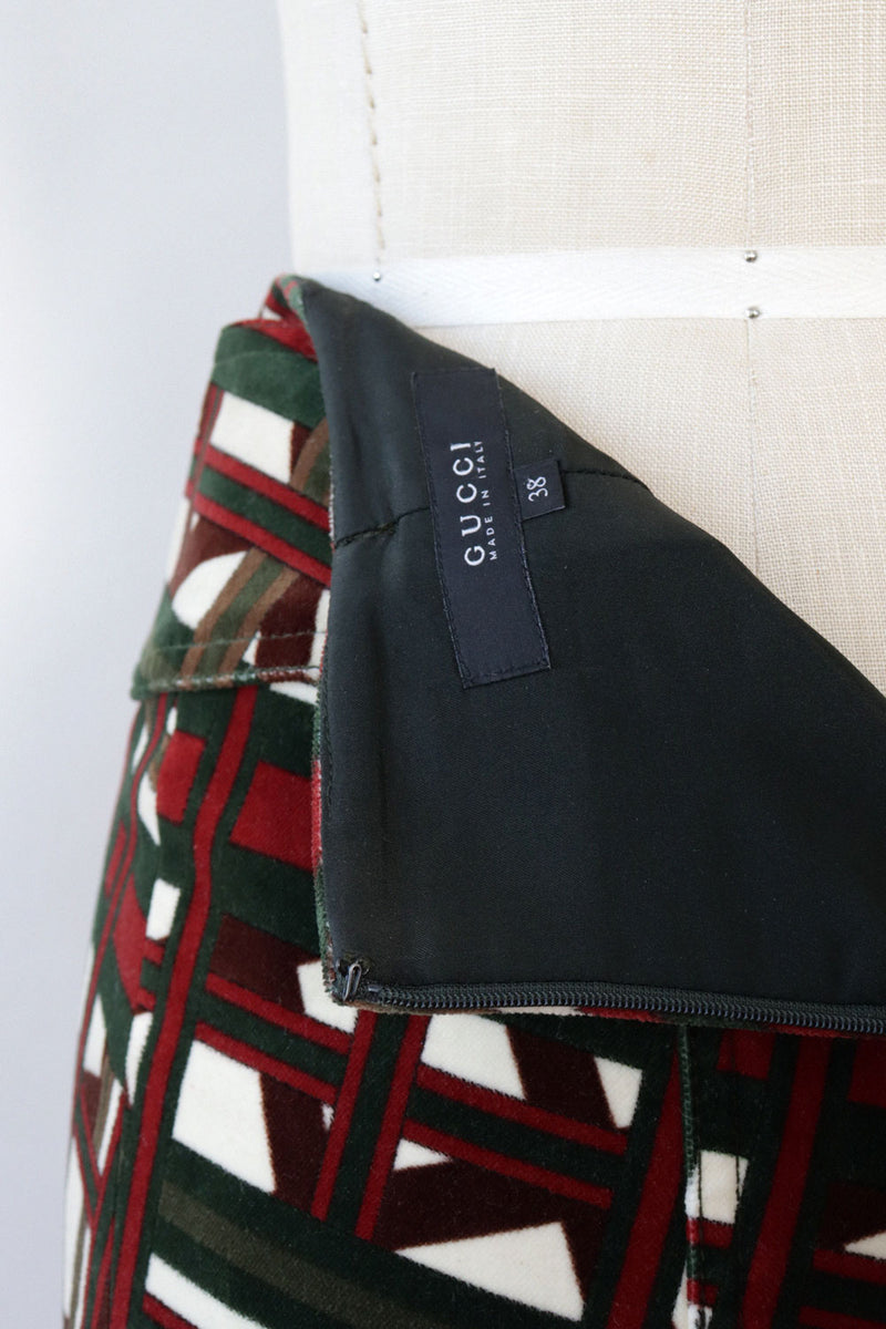 Gucci Geometric Velvet Skirt XS/S