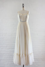 Gunne Sax Ivory Gauze Maxi Dress XS