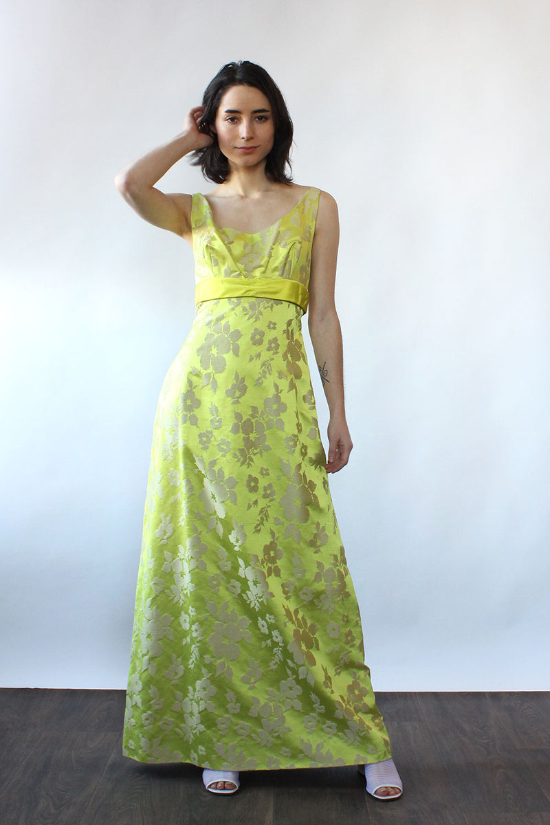 Chartreuse Silk Brocade Ensemble S-S/M OMNIA Chartreuse Silk Brocade Ensemble S-S/M OMNIA