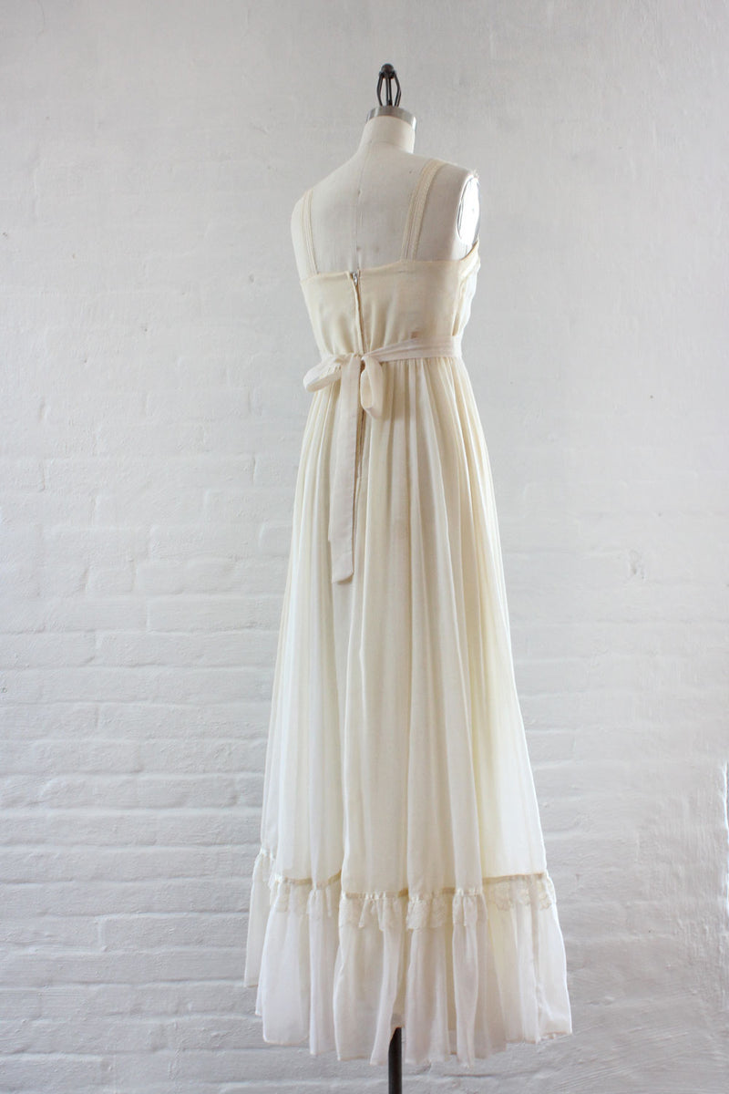 Gunne Sax Ivory Gauze Maxi Dress XS