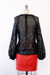 Sequined Net Balloon Sleeve Top S-L