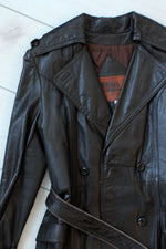 Espresso Brown Leather Trench S/M