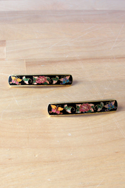 Cloisonne Barrettes Vintage Vintage Goldtone Cloisonné Hair Barrette Comb | eBay main image 2