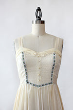 Gunne Sax Ivory Gauze Maxi Dress XS