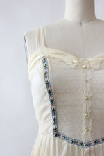 Gunne Sax Ivory Gauze Maxi Dress XS