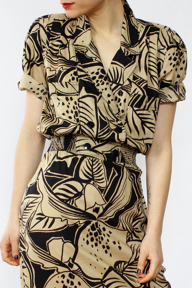Candace Leaf Print Dress S