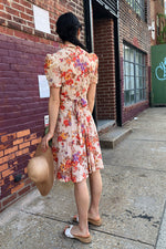 Antiqued Floral V-Neck Dress