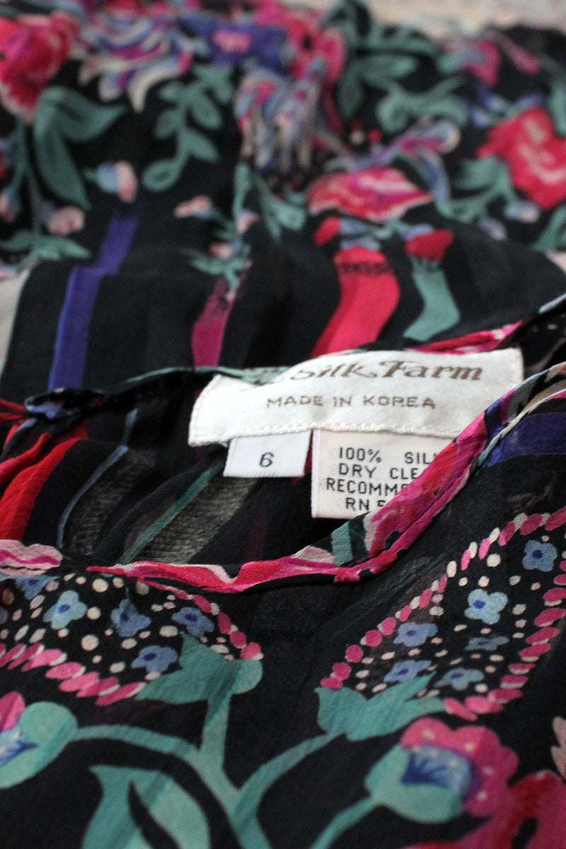 Silk Farm Chiffon Mix Print Dress S/M