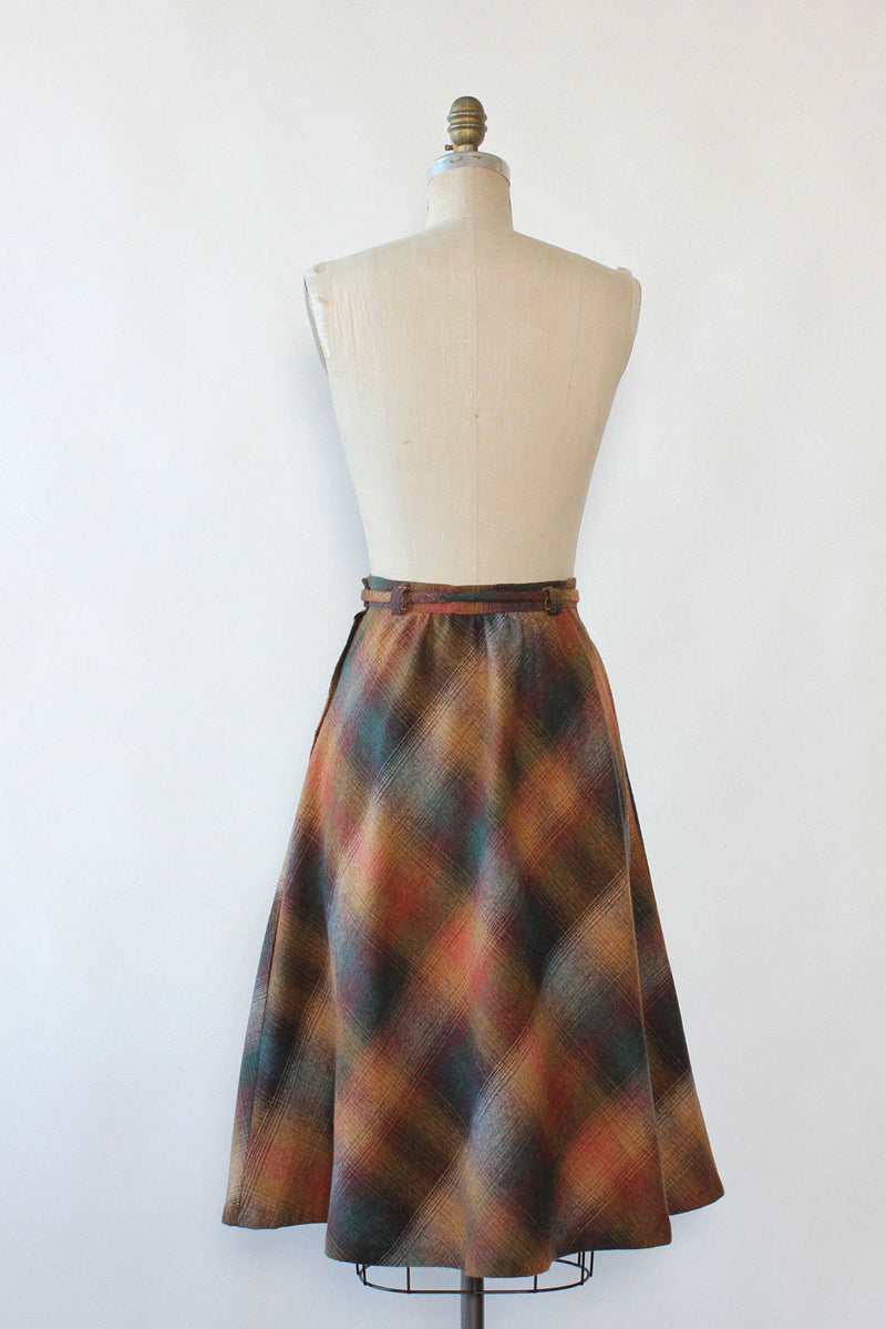 Ombré Plaid Tie Skirt M