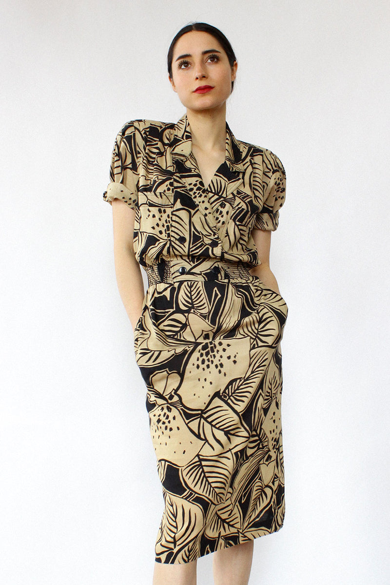 Candace Leaf Print Dress S