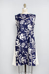Navy Nights Cutout Flare Dress L