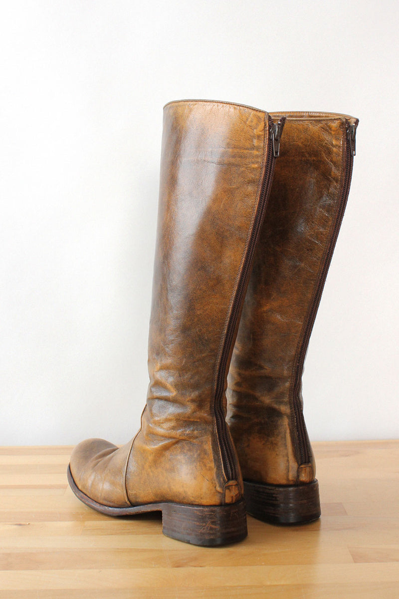 Sepia Leather Tall Fitted Boots 7.5