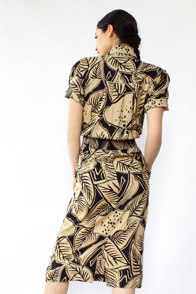 Candace Leaf Print Dress S