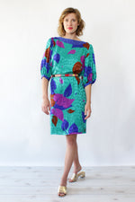 Silk Leaf Print Dress S/M