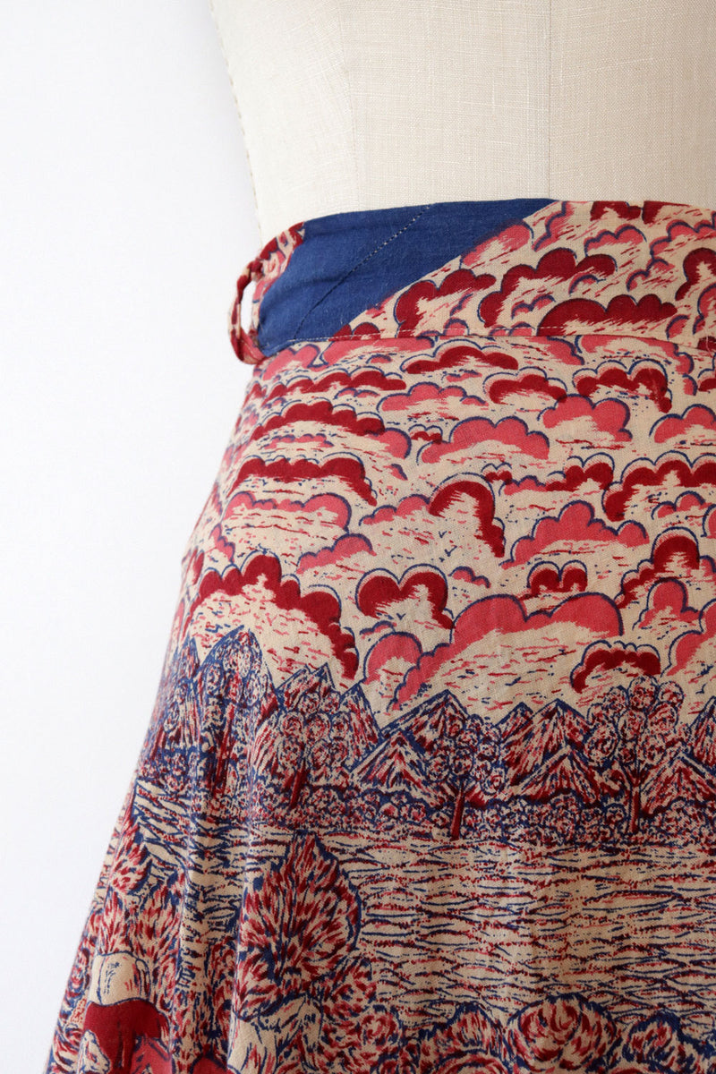 Cotton Horse Print Wrap Skirt S-L