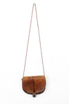 Distressed Leather Crossbody Saddle Bag