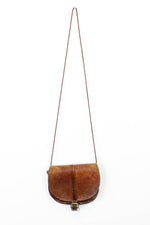 Distressed Leather Crossbody Saddle Bag