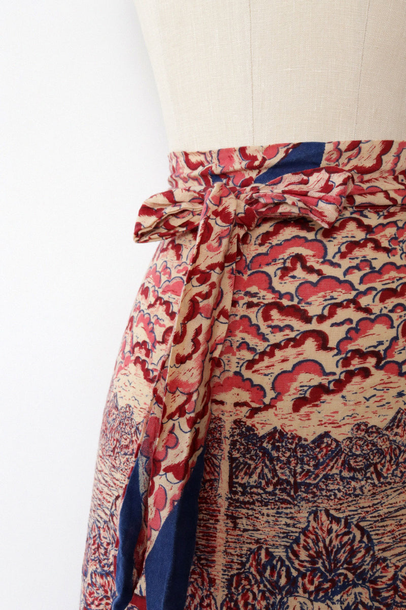 Cotton Horse Print Wrap Skirt S-L