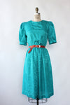 Turquoise Embossed Puff Dress S/M